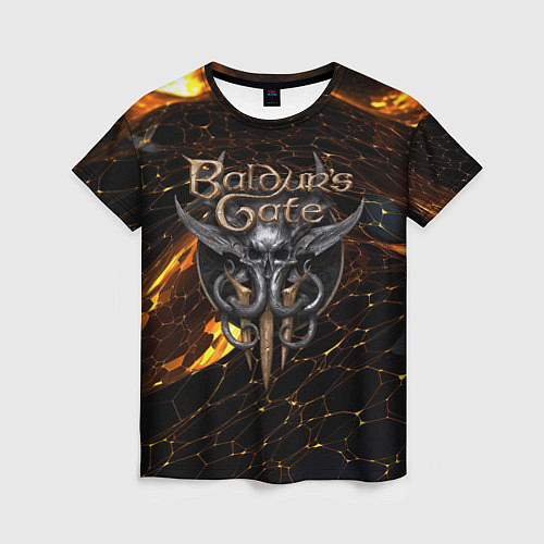 Женская футболка Baldurs Gate 3 logo gold and black / 3D-принт – фото 1
