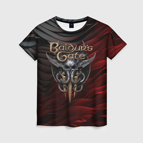Женская футболка Baldurs Gate 3 logo dark red black / 3D-принт – фото 1