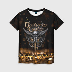 Футболка женская Baldurs Gate 3 logo dark gold logo, цвет: 3D-принт