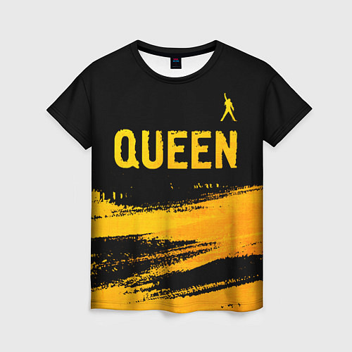 Женская футболка Queen - gold gradient: символ сверху / 3D-принт – фото 1