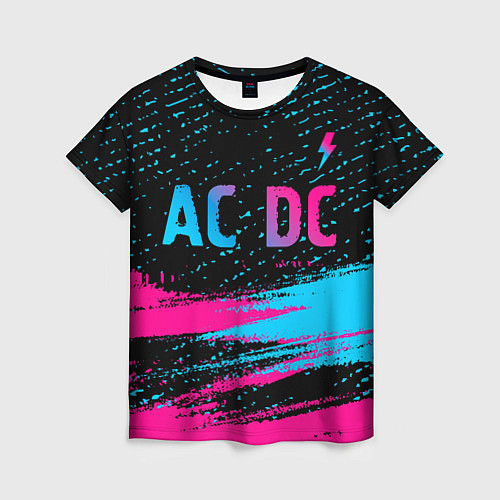 Женская футболка AC DC - neon gradient: символ сверху / 3D-принт – фото 1