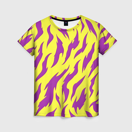 Женская футболка Кислотный тигр паттерн / 3D-принт – фото 1