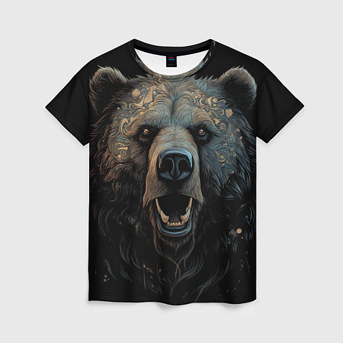 Женская футболка Мощный медведь / 3D-принт – фото 1