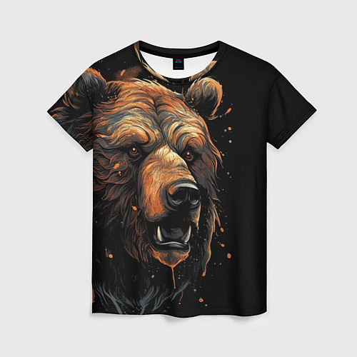 Женская футболка Бурый медведь / 3D-принт – фото 1