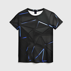 Женская футболка Black texture neon line