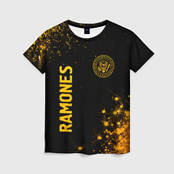 Женская футболка Ramones - gold gradient: надпись, символ