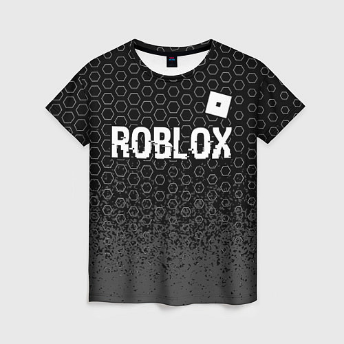 Женская футболка Roblox glitch на темном фоне: символ сверху / 3D-принт – фото 1