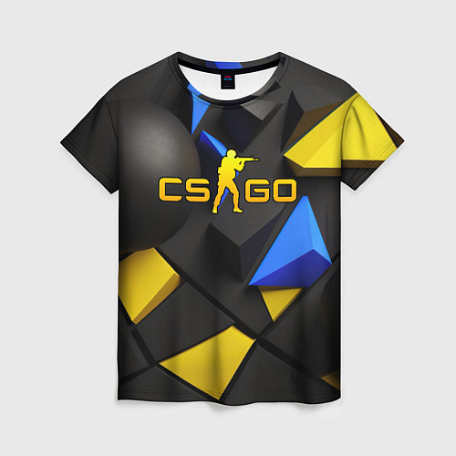 Женская футболка CSGO blue yellow abstract / 3D-принт – фото 1