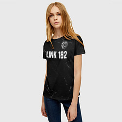 Футболка женская Blink 182 glitch на темном фоне: символ сверху, цвет: 3D-принт — фото 2