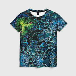 Женская футболка Мозаичный узор в синих и зеленых тонах