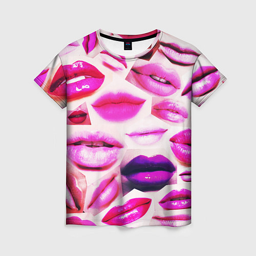 Женская футболка Много розовых губ / 3D-принт – фото 1