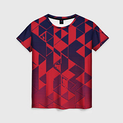 Футболка женская Сине-красный геометрия градиент, цвет: 3D-принт