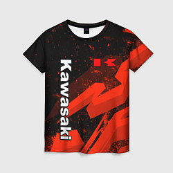 Женская футболка Кавасаки - красные брызги