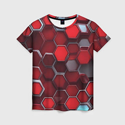 Женская футболка Cyber hexagon red