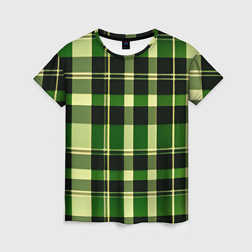 Женская футболка Зеленая в клетку / 3D-принт – фото 1