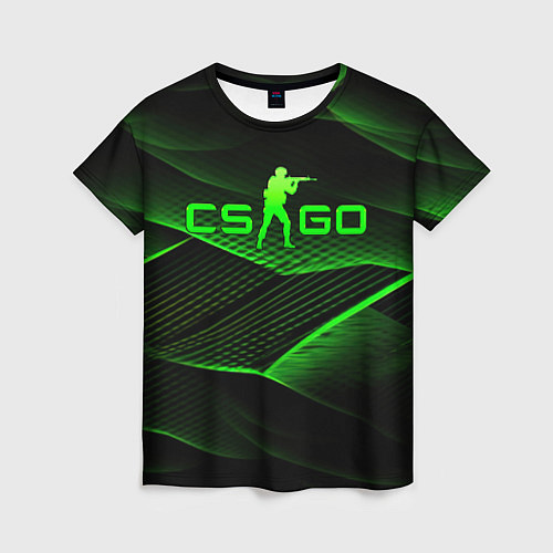 Женская футболка CSGO green abstract lines / 3D-принт – фото 1