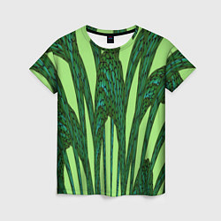 Женская футболка Зеленый растительный мотив