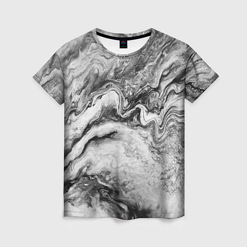 Женская футболка Черно-белая мраморная абстракция / 3D-принт – фото 1