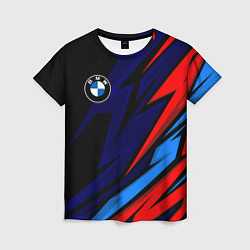 Женская футболка BMW - m colors and black