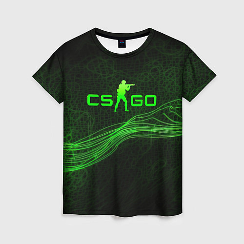 Женская футболка CSGO green abstract / 3D-принт – фото 1