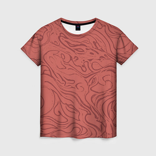 Женская футболка Пыльно-розовый абстракция разводы / 3D-принт – фото 1