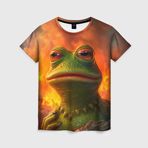 Женская футболка Пепе в огне / 3D-принт – фото 1