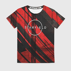 Футболка женская Starfield logo red black background, цвет: 3D-принт