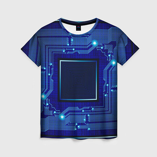 Женская футболка Технический синий паттерн / 3D-принт – фото 1