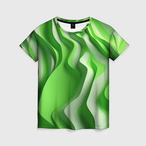 Женская футболка Зеленые объемные полосы / 3D-принт – фото 1
