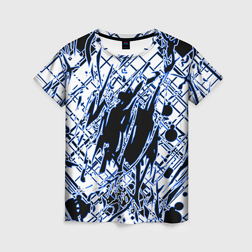 Женская футболка Кибернетическая клякса синяя / 3D-принт – фото 1