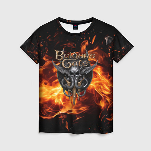 Женская футболка Baldurs Gate 3 fire logo / 3D-принт – фото 1