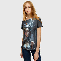 Футболка женская Боевая девушка-киборг, цвет: 3D-принт — фото 2