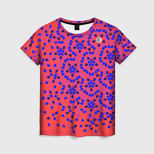 Женская футболка Мозаика Пенроуза в красно-синем контрасте / 3D-принт – фото 1