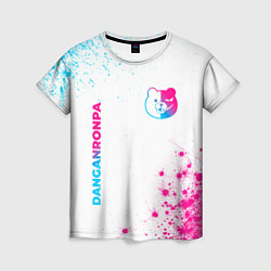 Женская футболка Danganronpa neon gradient style: надпись, символ