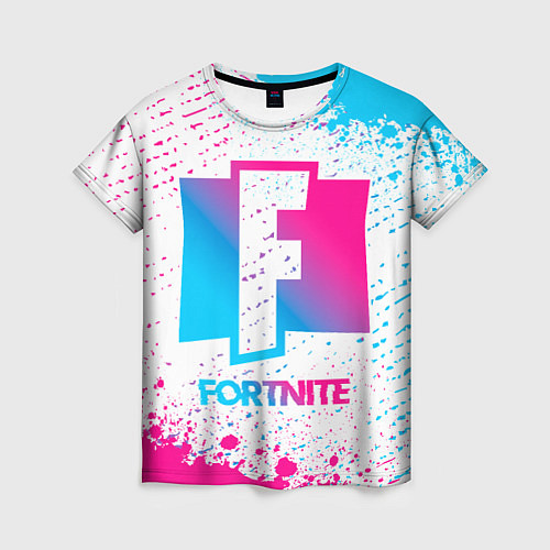 Женская футболка Fortnite neon gradient style / 3D-принт – фото 1