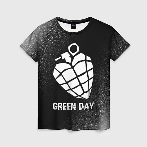 Женская футболка Green Day glitch на темном фоне / 3D-принт – фото 1
