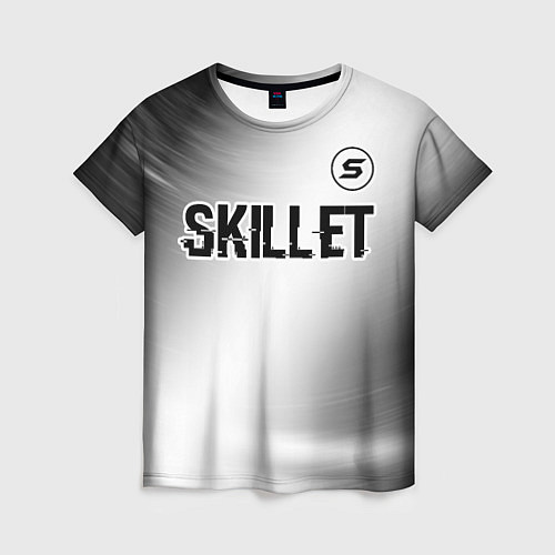 Женская футболка Skillet glitch на светлом фоне: символ сверху / 3D-принт – фото 1