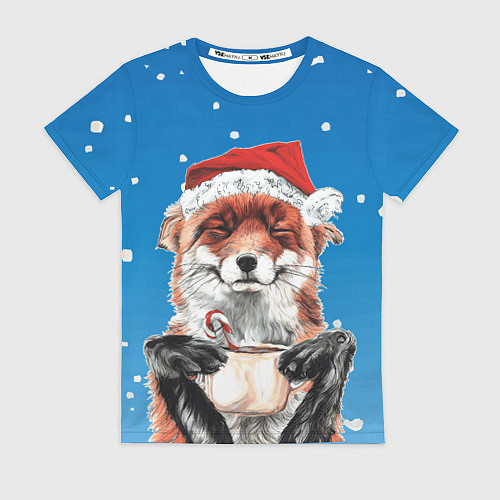 Женская футболка Рождественский свитер с лисой / 3D-принт – фото 1