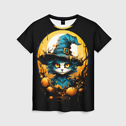 Женская футболка Синий кот колдун