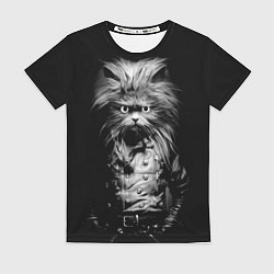 Женская футболка Кот черный хипстер