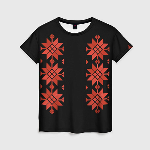 Женская футболка Удмуртский - вертикаль black 2 / 3D-принт – фото 1