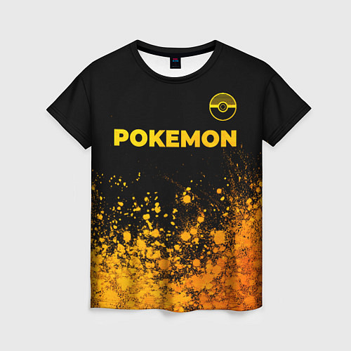 Женская футболка Pokemon - gold gradient: символ сверху / 3D-принт – фото 1