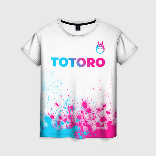 Женская футболка Totoro neon gradient style: символ сверху / 3D-принт – фото 1
