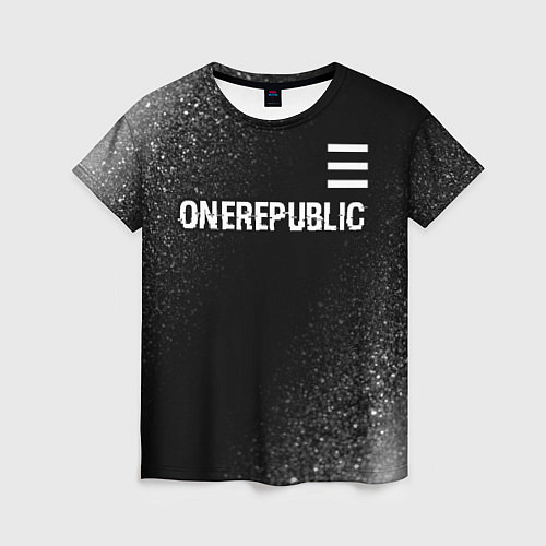 Женская футболка OneRepublic glitch на темном фоне: символ сверху / 3D-принт – фото 1