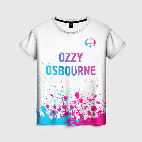 Женская футболка Ozzy Osbourne neon gradient style: символ сверху / 3D-принт – фото 1