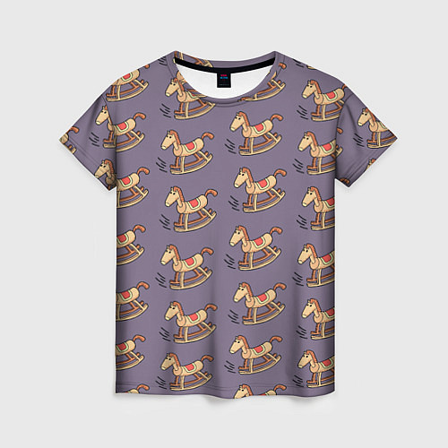 Женская футболка Деревянные лошадки качалки / 3D-принт – фото 1