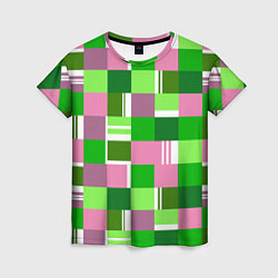 Футболка женская Ретро квадраты ванильные, цвет: 3D-принт