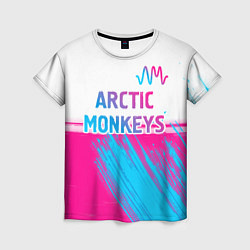 Футболка женская Arctic Monkeys neon gradient style: символ сверху, цвет: 3D-принт