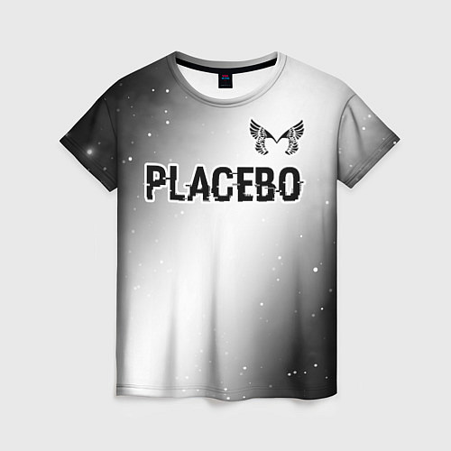 Женская футболка Placebo glitch на светлом фоне: символ сверху / 3D-принт – фото 1