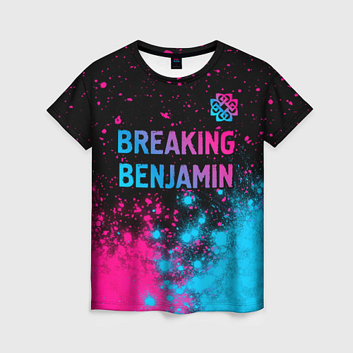 Женская футболка Breaking Benjamin - neon gradient: символ сверху / 3D-принт – фото 1